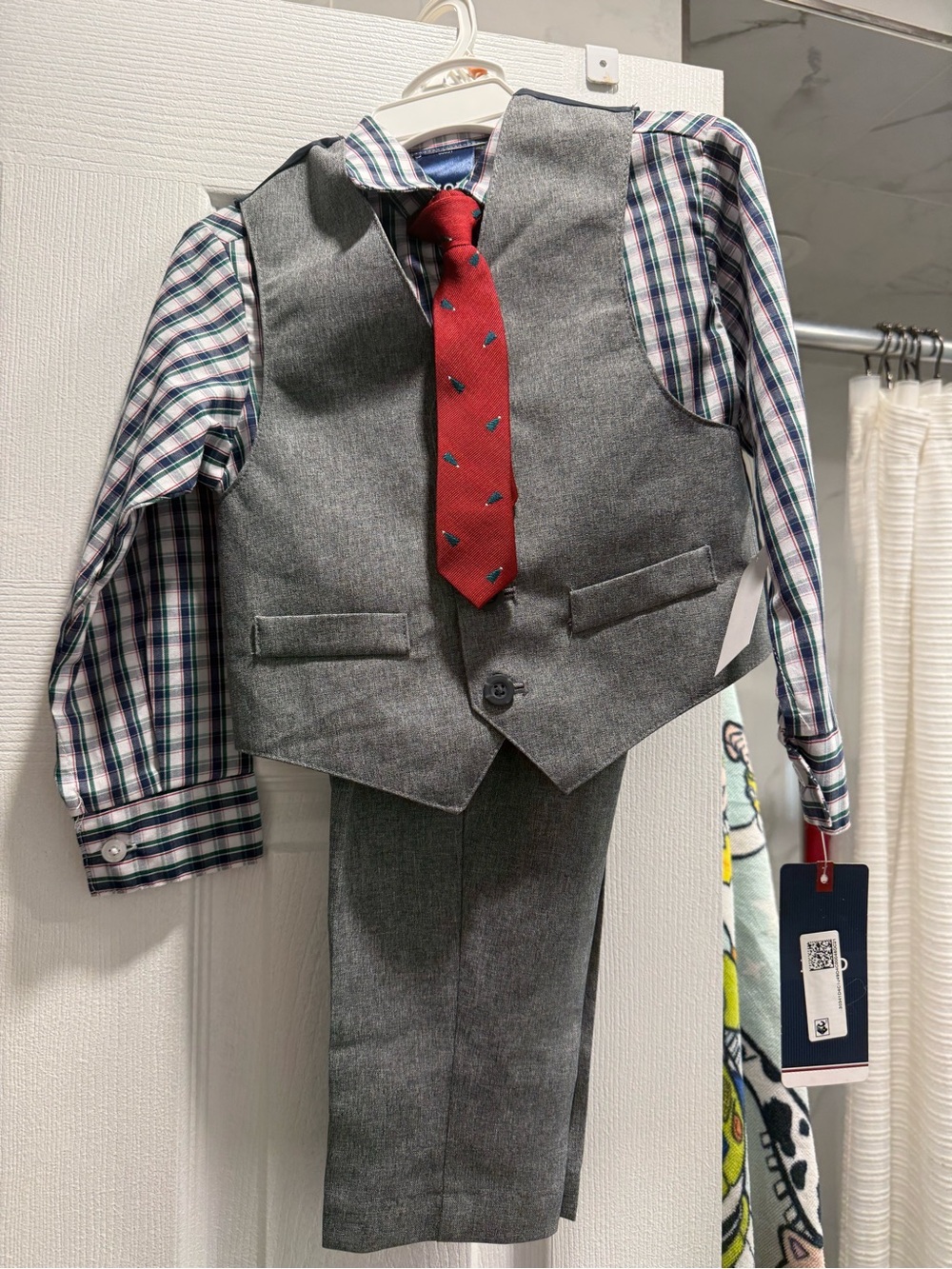 Izod Boys Gray Vest & Red Tie Dress Outfit